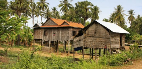 Pfahlbauten Dorf Kratie Kambodscha