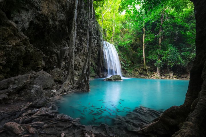 Wasserfall Nationalpark Kanchanaburi Zentralthailand Siam